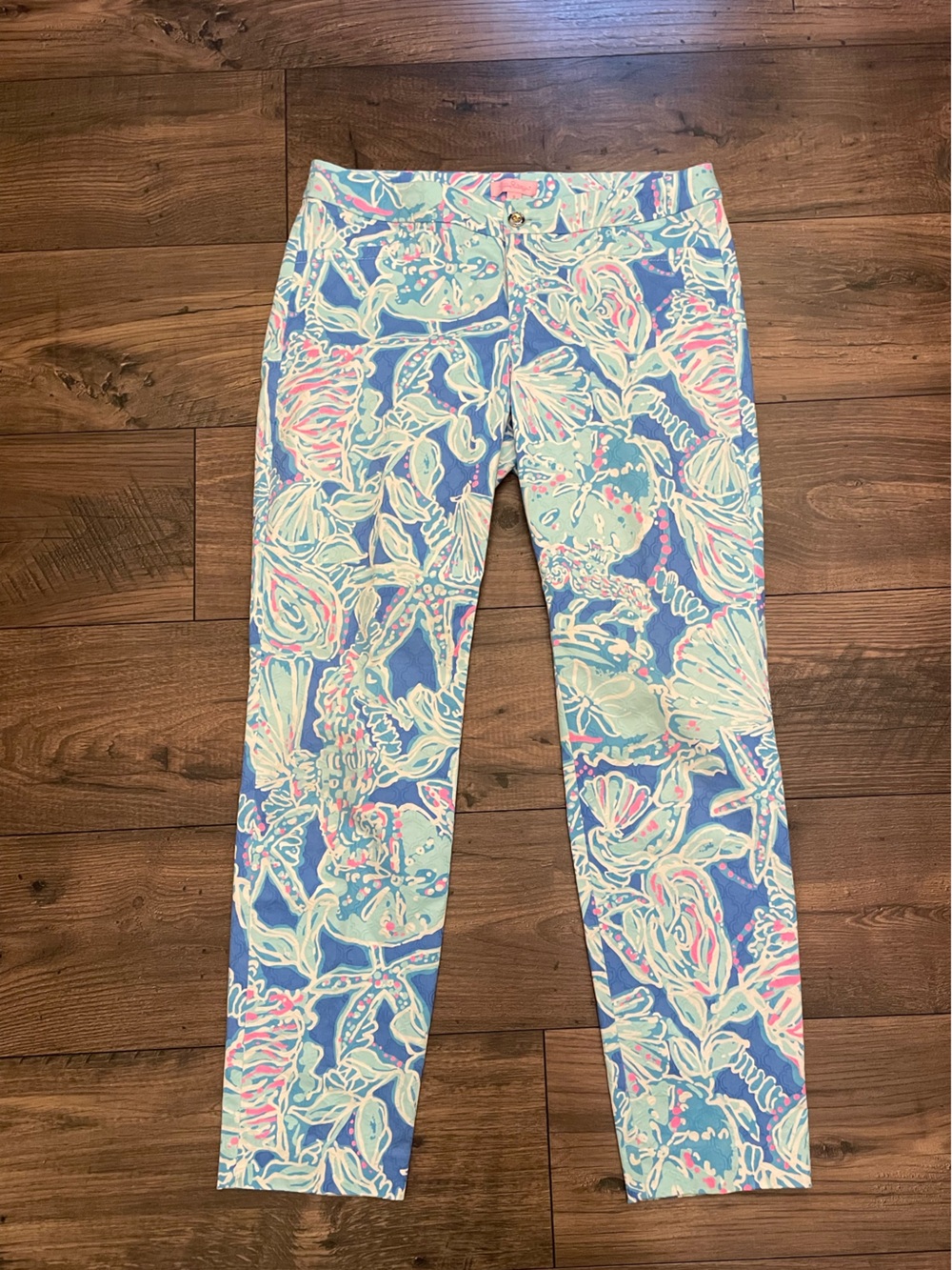 Lilly Pulitzer Kelly Skinny Coral Starfish Pants 8